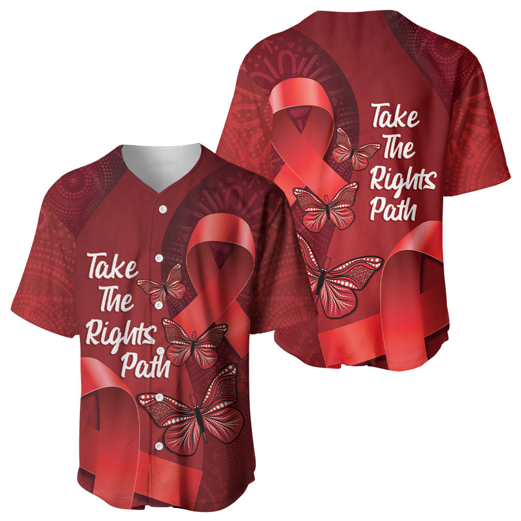 Australia AIDS Support Baseball Jersey Take The Rights Path Aboriginal Art