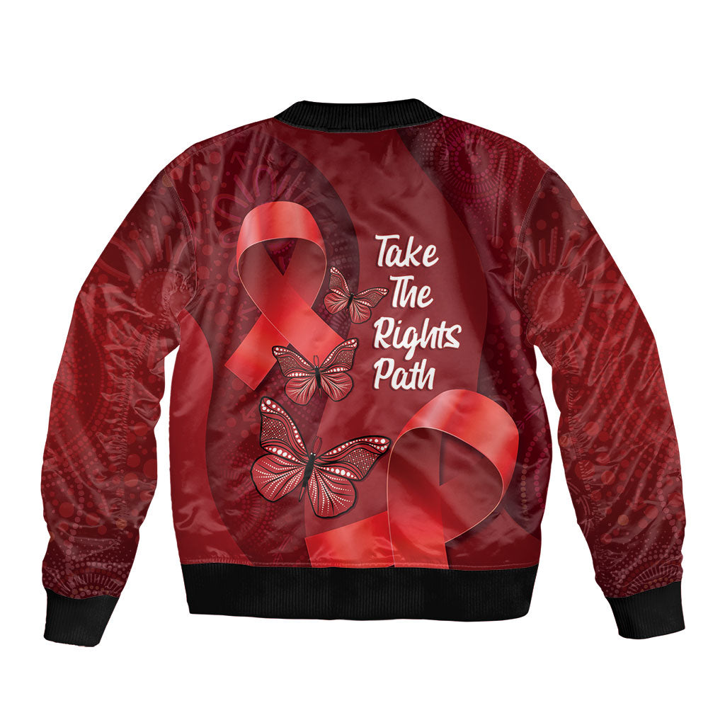Australia AIDS Support Bomber Jacket Take The Rights Path Aboriginal Art