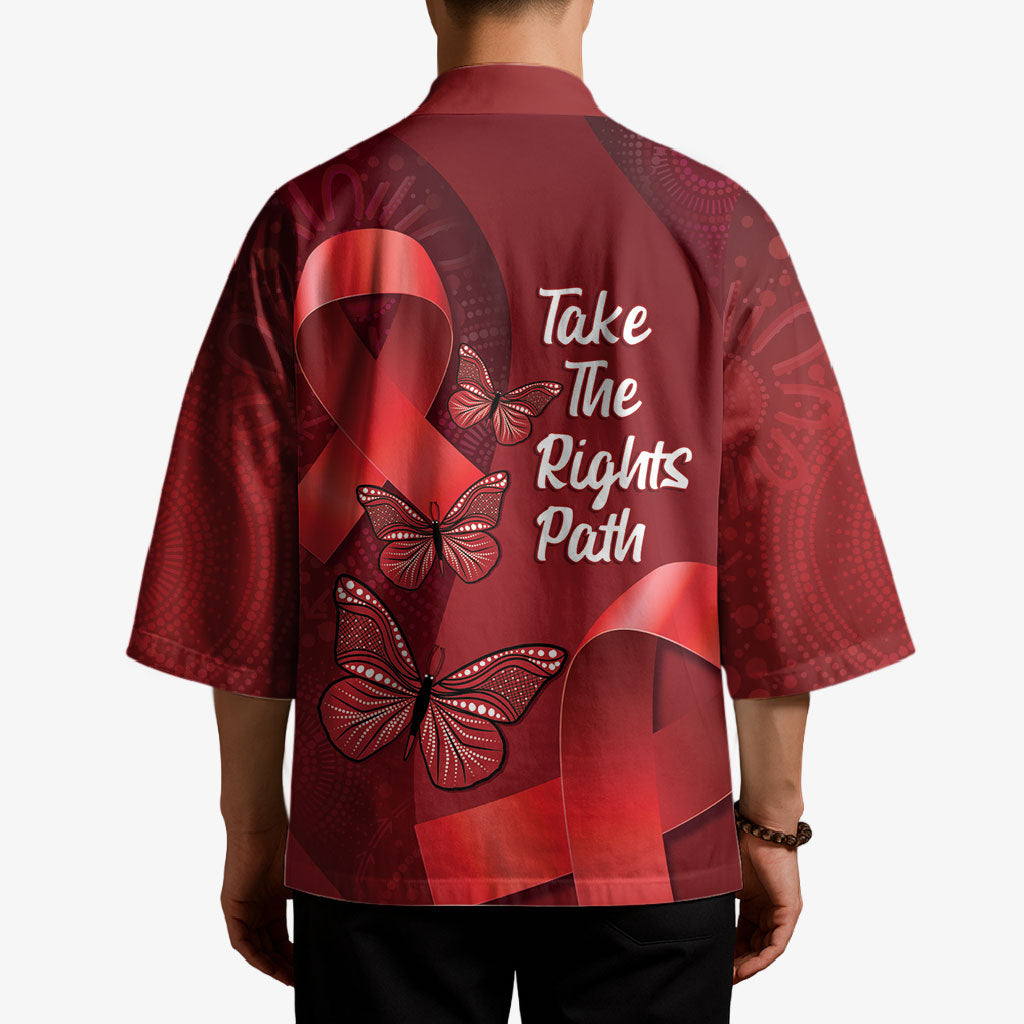 Australia AIDS Support Kimono Take The Rights Path Aboriginal Art