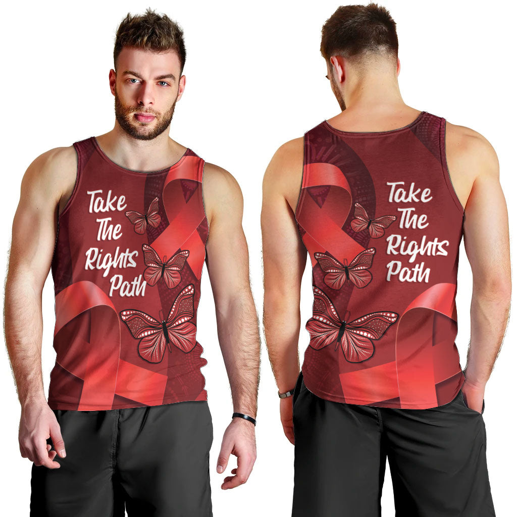 Australia AIDS Support Men Tank Top Take The Rights Path Aboriginal Art