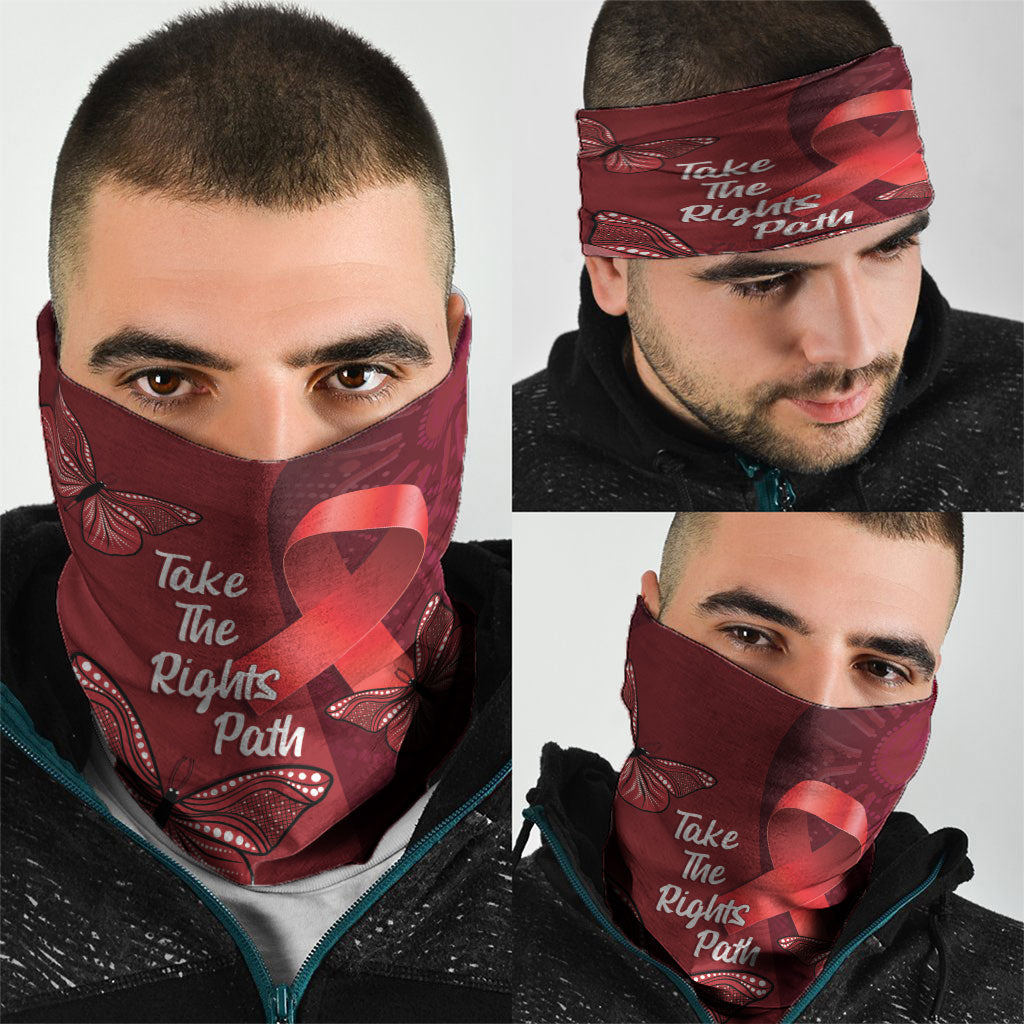 Australia AIDS Support Neck Gaiter Take The Rights Path Aboriginal Art
