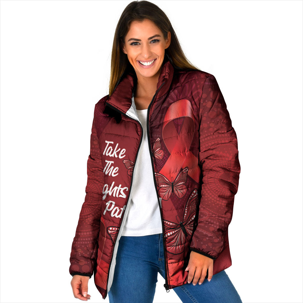 Australia AIDS Support Padded Jacket Take The Rights Path Aboriginal Art