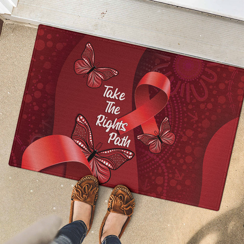 Australia AIDS Support Rubber Doormat Take The Rights Path Aboriginal Art