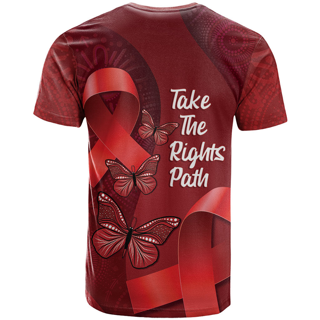 Australia AIDS Support T Shirt Take The Rights Path Aboriginal Art