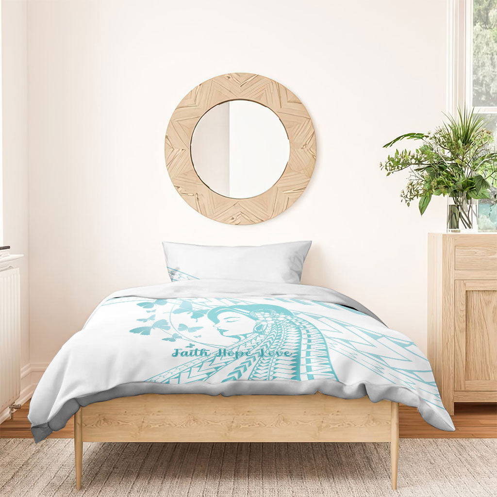 Polynesia Cervical Cancer Support Bedding Set Polynesian Women Faith Hope Love