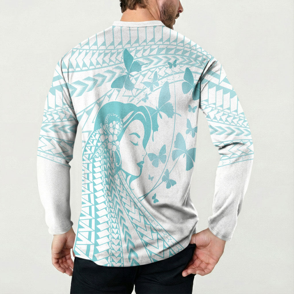 Polynesia Cervical Cancer Support Button Sweatshirt Polynesian Women Faith Hope Love