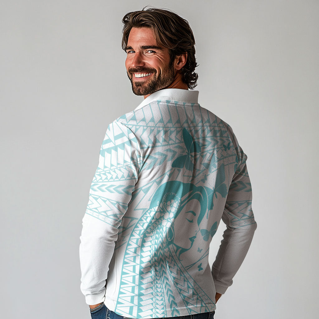 Polynesia Cervical Cancer Support Long Sleeve Polo Shirt Polynesian Women Faith Hope Love