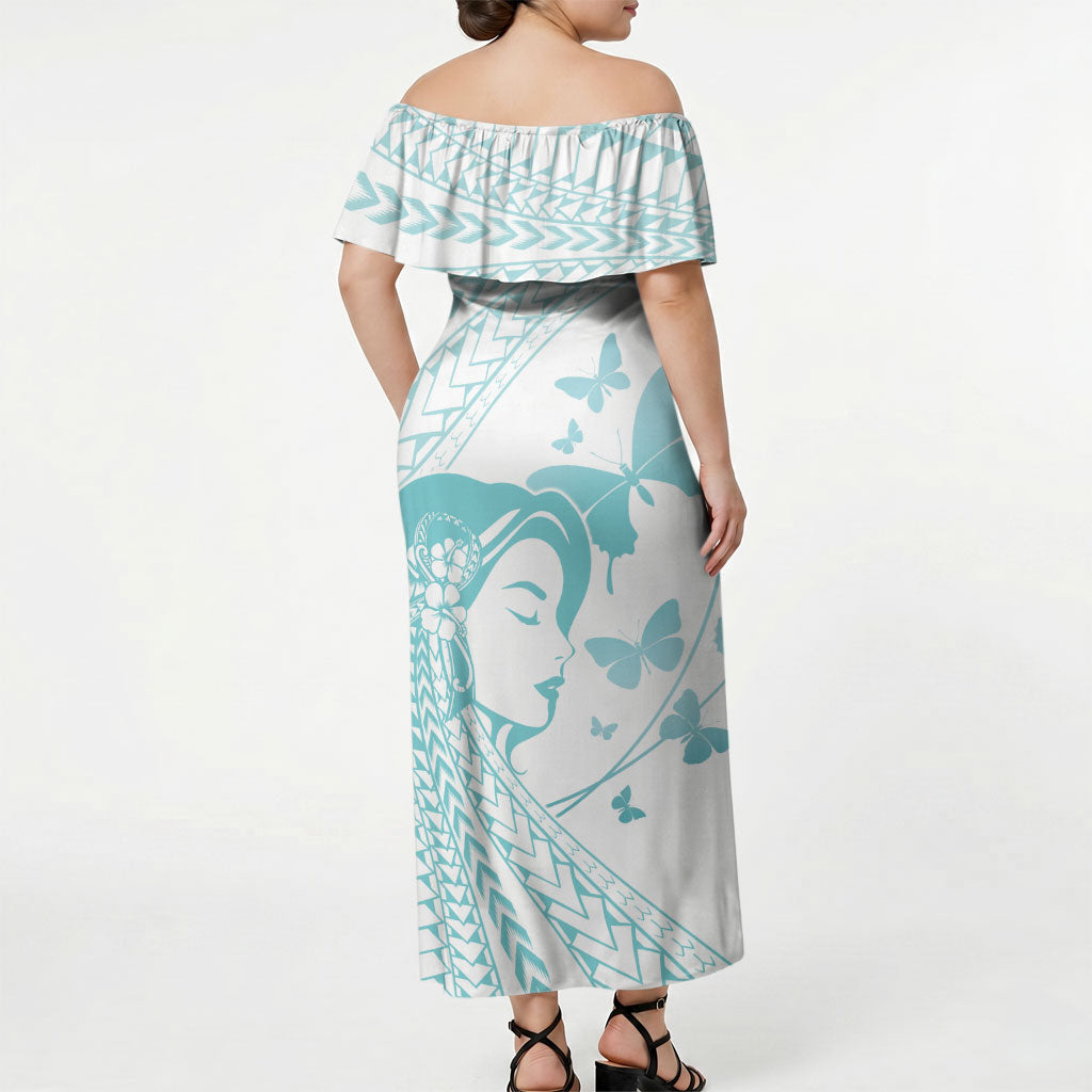 Polynesia Cervical Cancer Support Off Shoulder Maxi Dress Polynesian Women Faith Hope Love