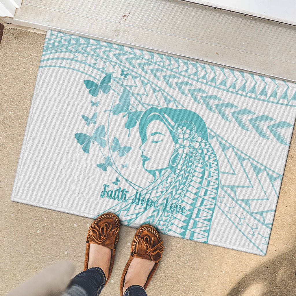 Polynesia Cervical Cancer Support Rubber Doormat Polynesian Women Faith Hope Love