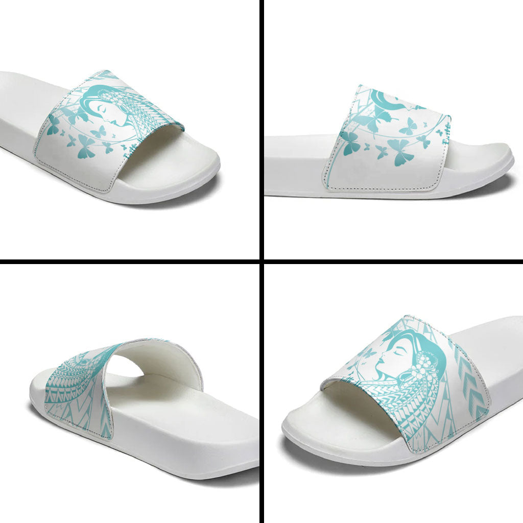 Polynesia Cervical Cancer Support Slide Sandals Polynesian Women Faith Hope Love