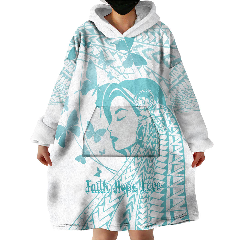 Polynesia Cervical Cancer Support Wearable Blanket Hoodie Polynesian Women Faith Hope Love