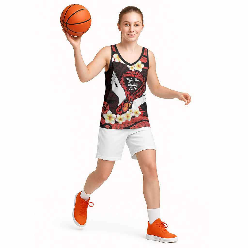 Polynesia AIDS Support Basketball Jersey Take The Rights Path Polynesian Pattern