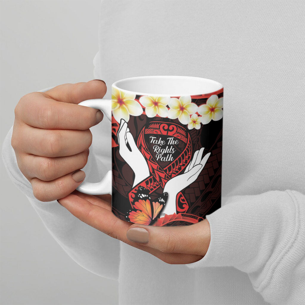 Polynesia AIDS Support Ceramic Mug Take The Rights Path Polynesian Pattern