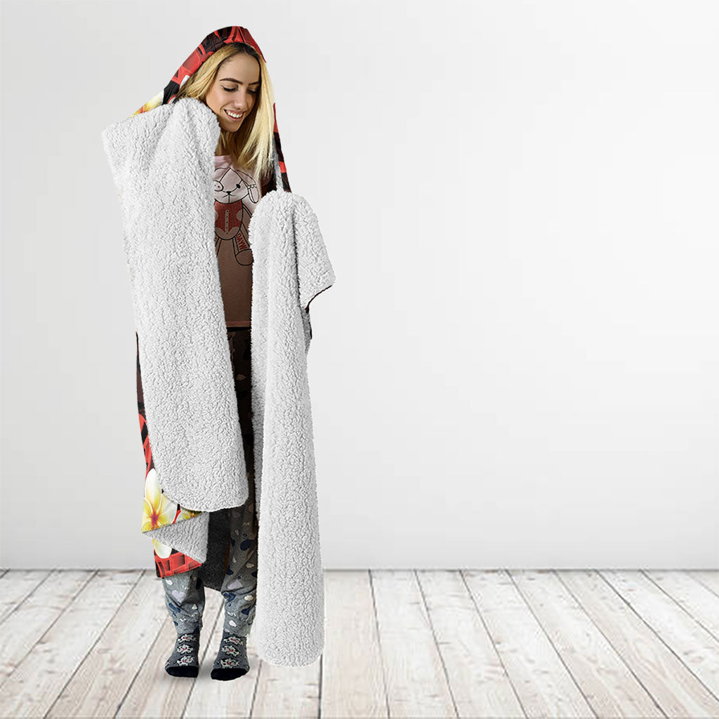 Polynesia AIDS Support Hooded Blanket Take The Rights Path Polynesian Pattern