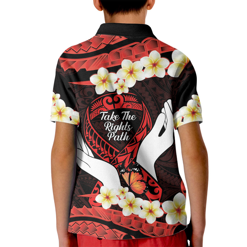 Polynesia AIDS Support Kid Polo Shirt Take The Rights Path Polynesian Pattern