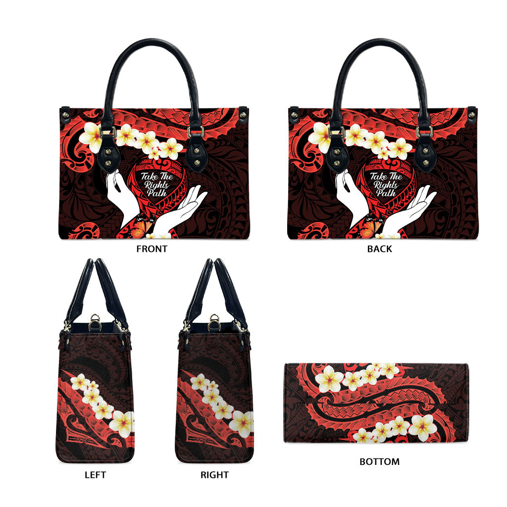 Polynesia AIDS Support Leather Bag Take The Rights Path Polynesian Pattern