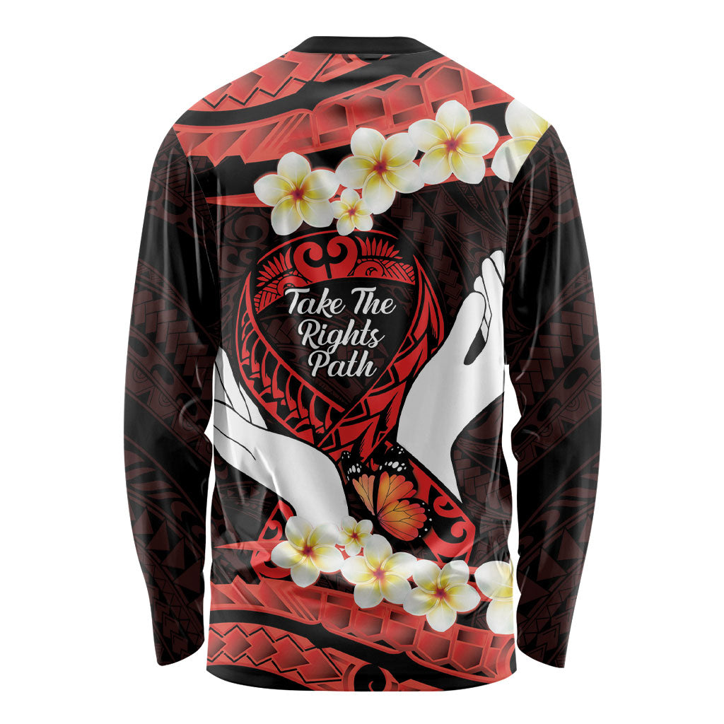 Polynesia AIDS Support Long Sleeve Shirt Take The Rights Path Polynesian Pattern