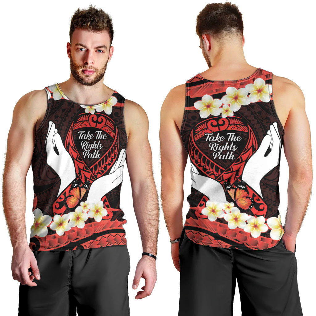 Polynesia AIDS Support Men Tank Top Take The Rights Path Polynesian Pattern