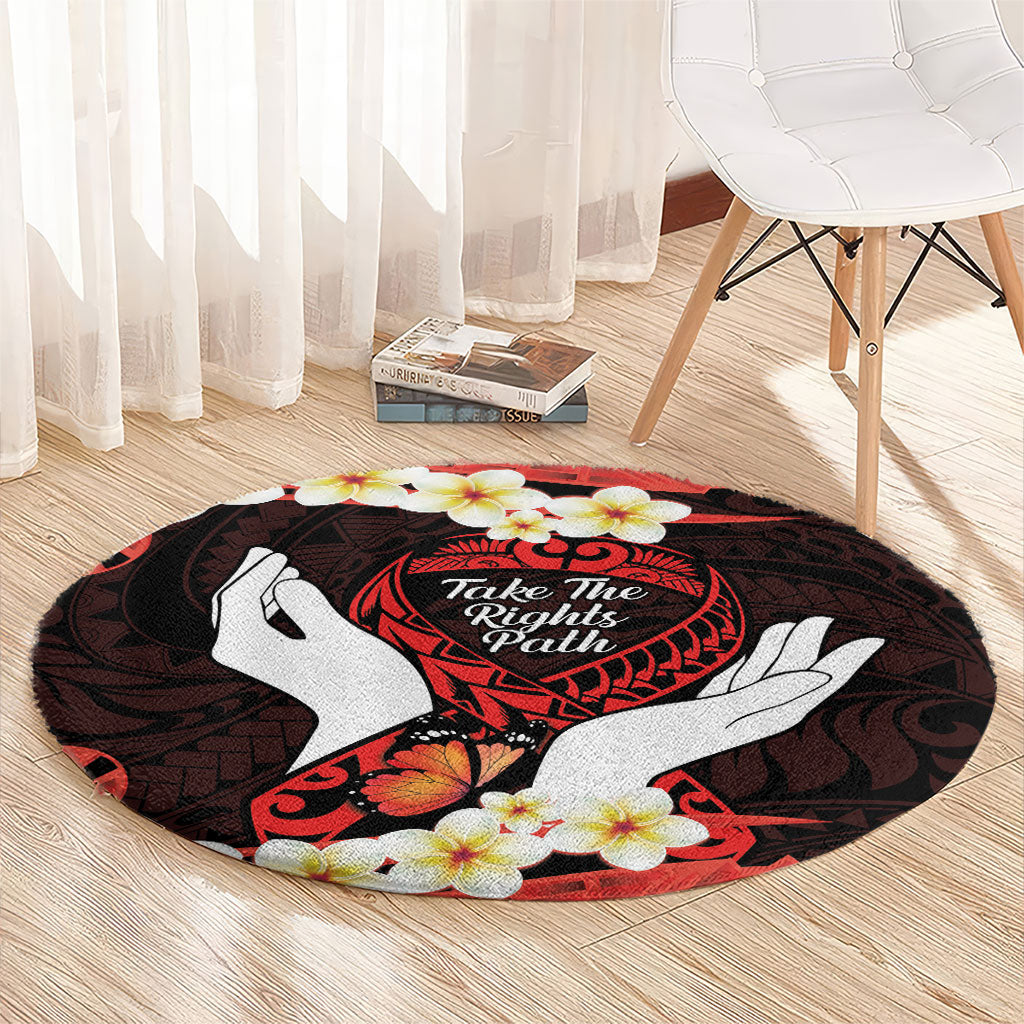 Polynesia AIDS Support Round Carpet Take The Rights Path Polynesian Pattern