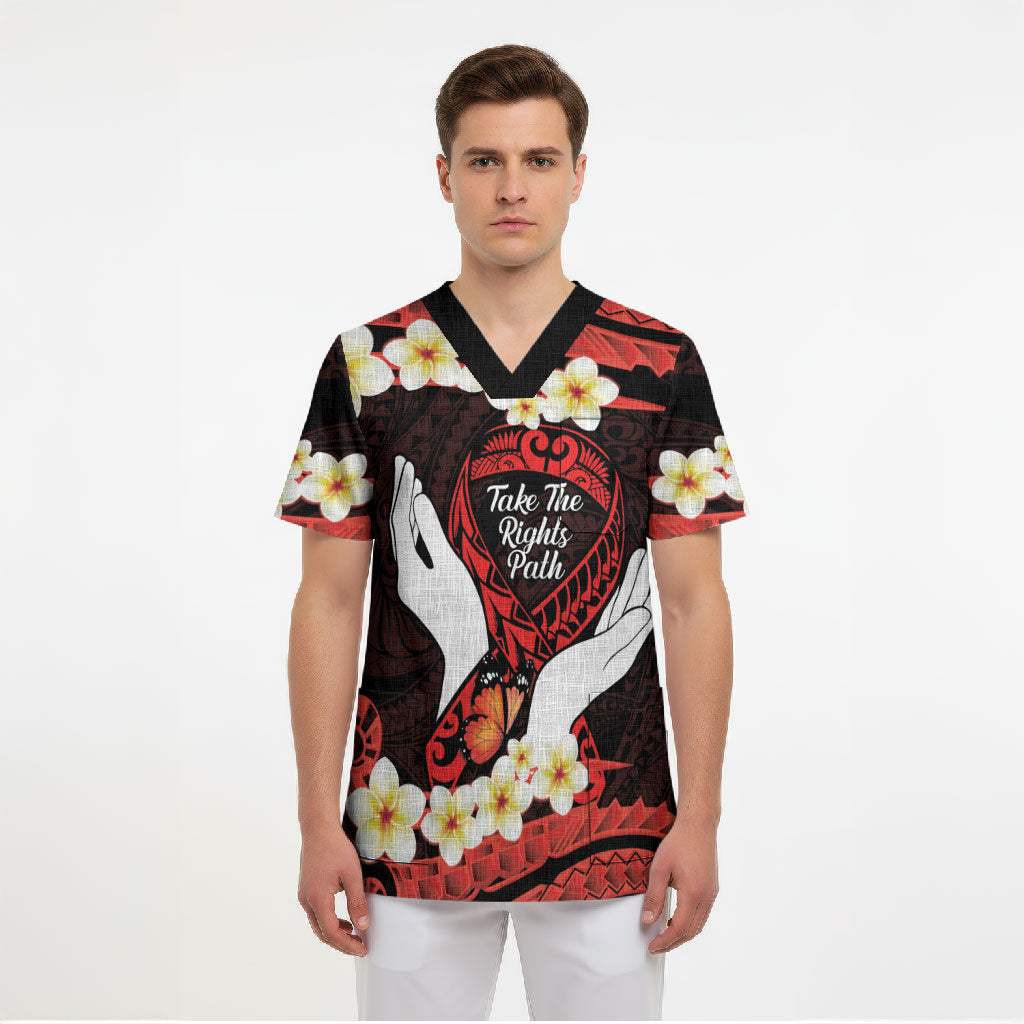 Polynesia AIDS Support Scrub Top Take The Rights Path Polynesian Pattern