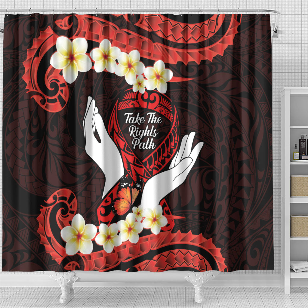 Polynesia AIDS Support Shower Curtain Take The Rights Path Polynesian Pattern