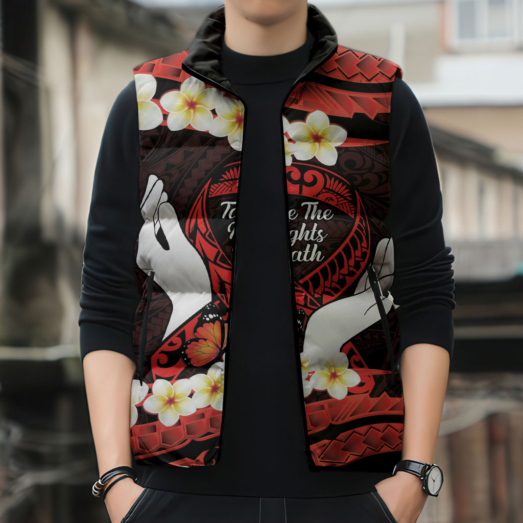 Polynesia AIDS Support Sleeveless Puffer Jacket Take The Rights Path Polynesian Pattern
