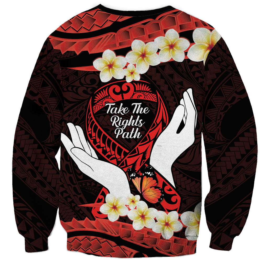 Polynesia AIDS Support Sweatshirt Take The Rights Path Polynesian Pattern