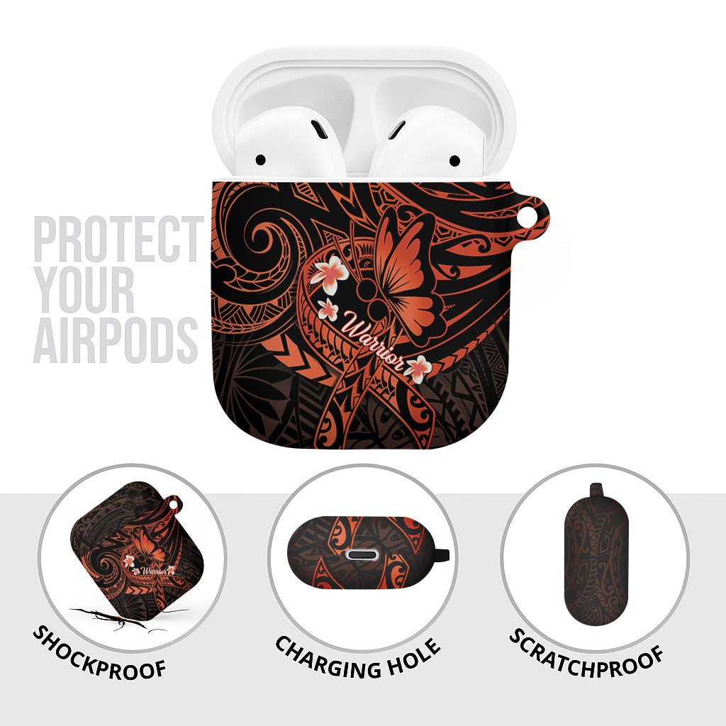 Polynesia Leukemia Warrior AirPods Case Butterfly Polynesian Orange Ribbon