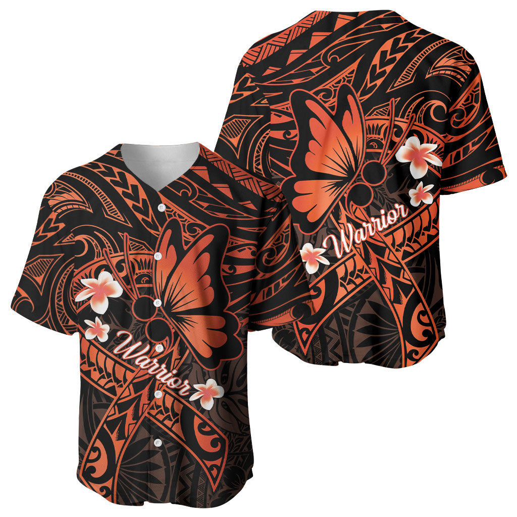 Polynesia Leukemia Warrior Baseball Jersey Butterfly Polynesian Orange Ribbon