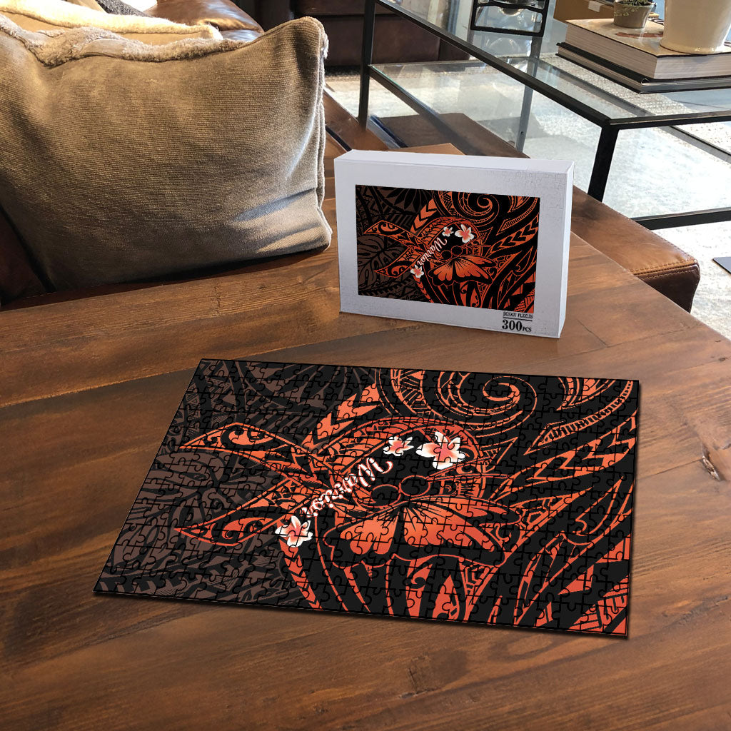 Polynesia Leukemia Warrior Puzzle Butterfly Polynesian Orange Ribbon