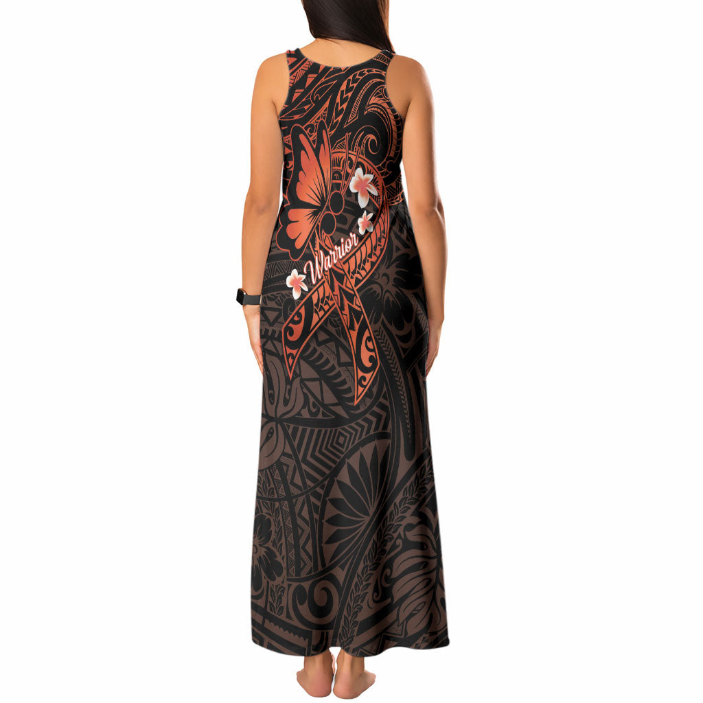 Polynesia Leukemia Warrior Tank Maxi Dress Butterfly Polynesian Orange Ribbon