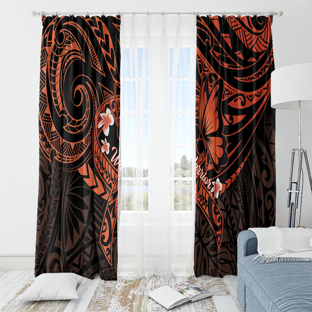 Polynesia Leukemia Warrior Window Curtain Butterfly Polynesian Orange Ribbon