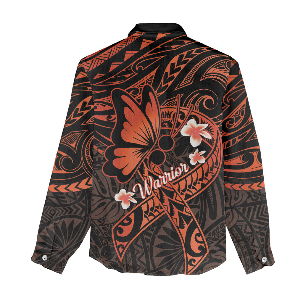 Polynesia Leukemia Warrior Women Casual Shirt Butterfly Polynesian Orange Ribbon
