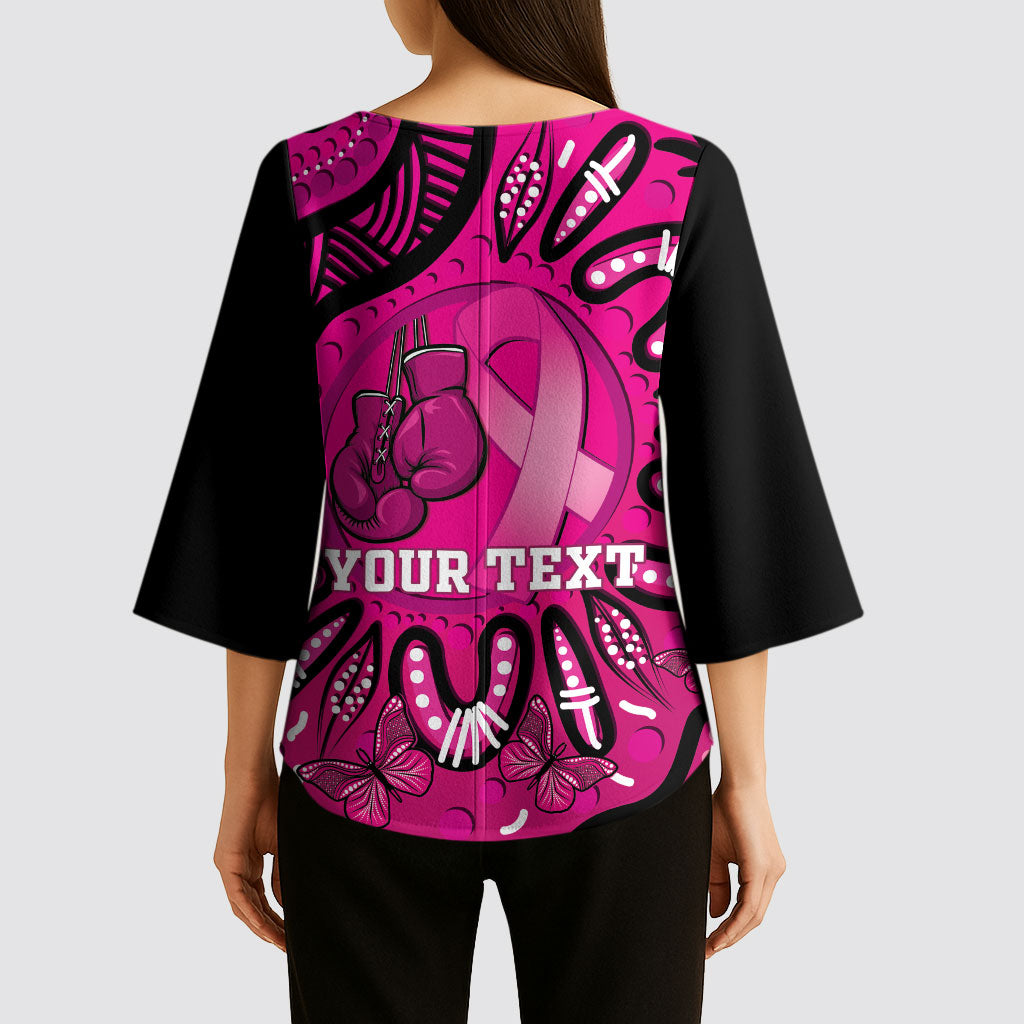 Personalised Australia Breast Cancer Kimono Sleeve Blouse Pink Boxing Ribbon Be Strong And Fight On
