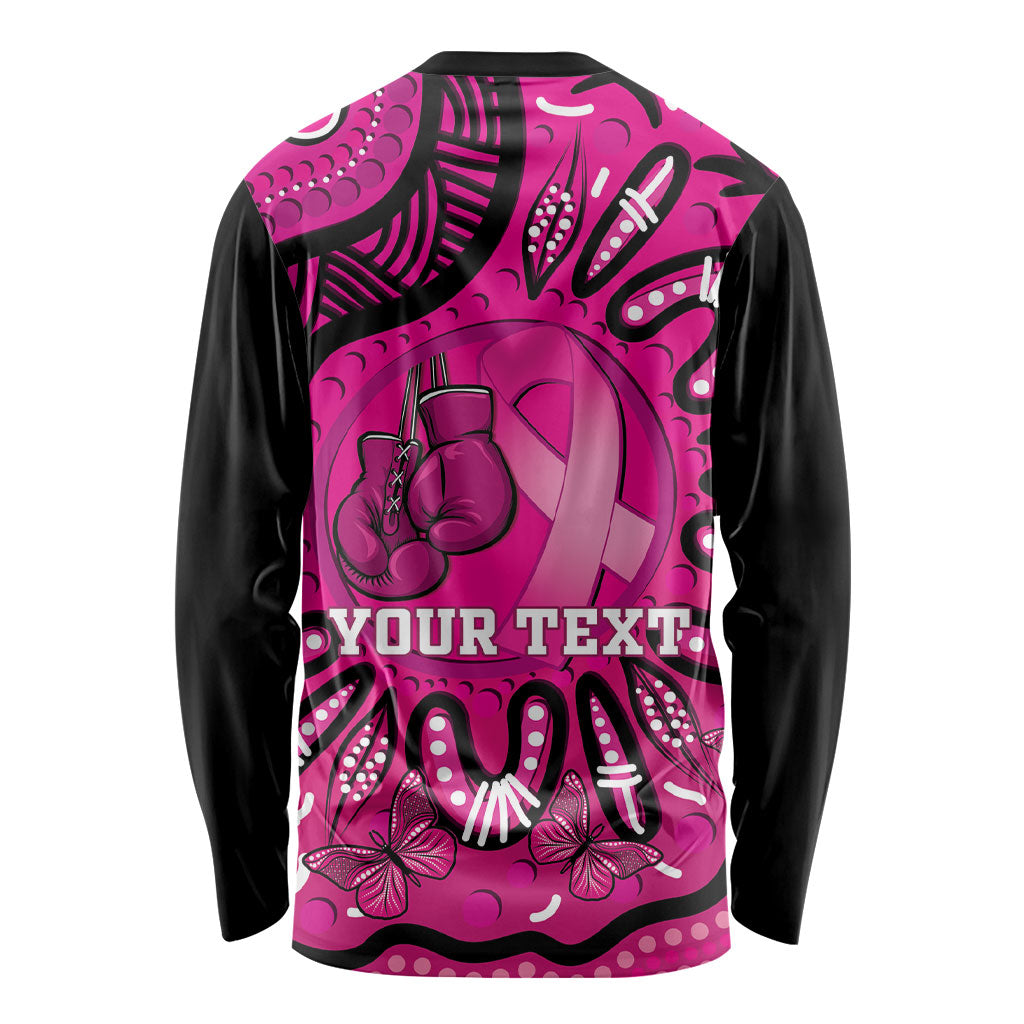 Personalised Australia Breast Cancer Long Sleeve Shirt Pink Boxing Ribbon Be Strong And Fight On