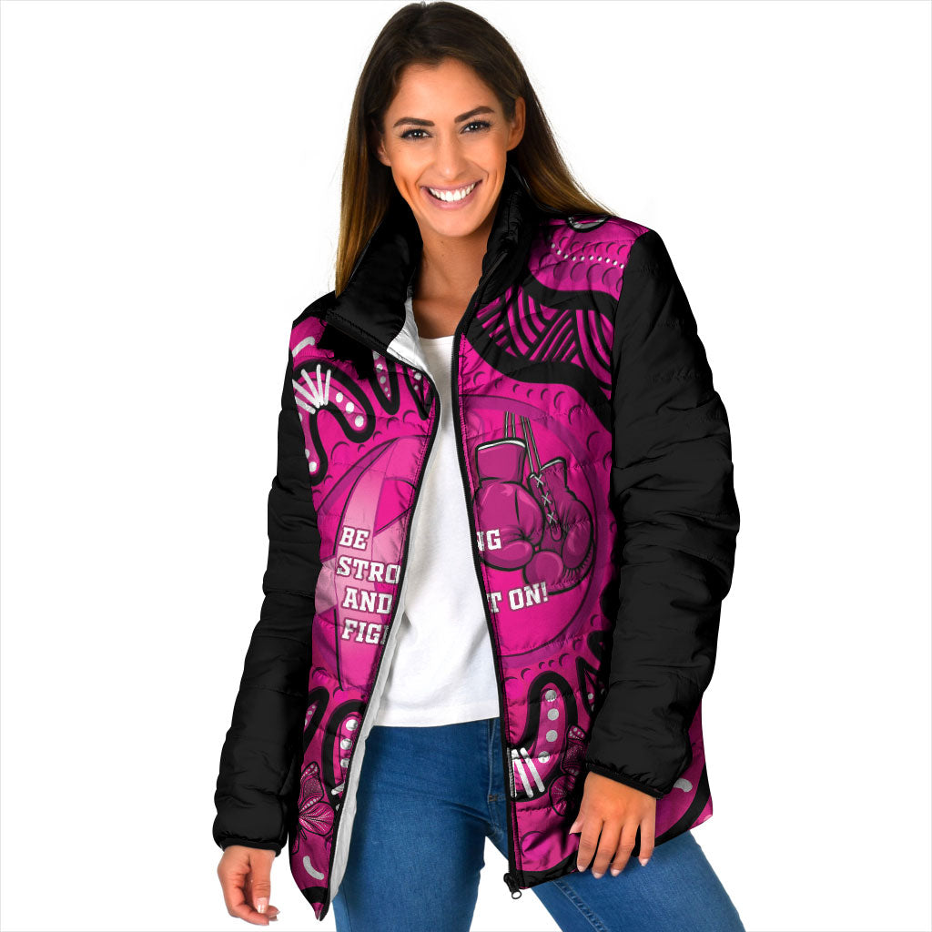 Personalised Australia Breast Cancer Padded Jacket Pink Boxing Ribbon Be Strong And Fight On