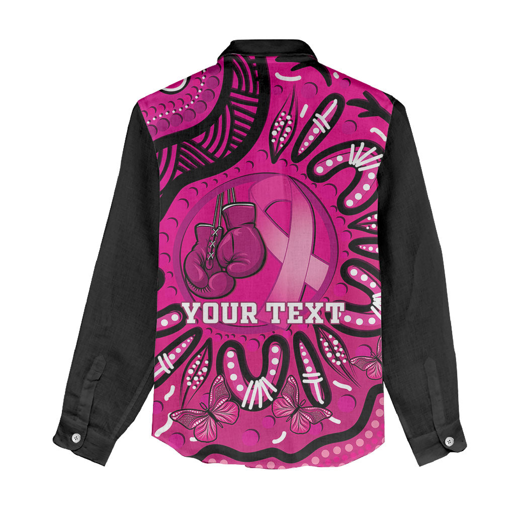 Personalised Australia Breast Cancer Women Casual Shirt Pink Boxing Ribbon Be Strong And Fight On