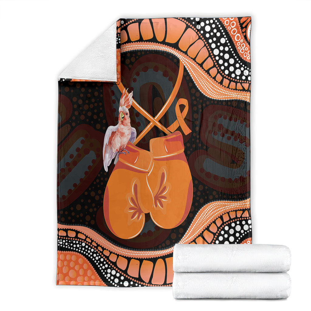 Australia Leukemia Support Blanket Aussie Cockatoo Fight Boxing Gloves Aboriginal Art