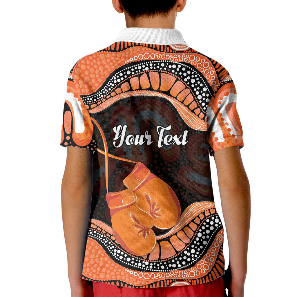 Personalised Australia Leukemia Support Kid Polo Shirt Aussie Cockatoo Fight Boxing Gloves Aboriginal Art