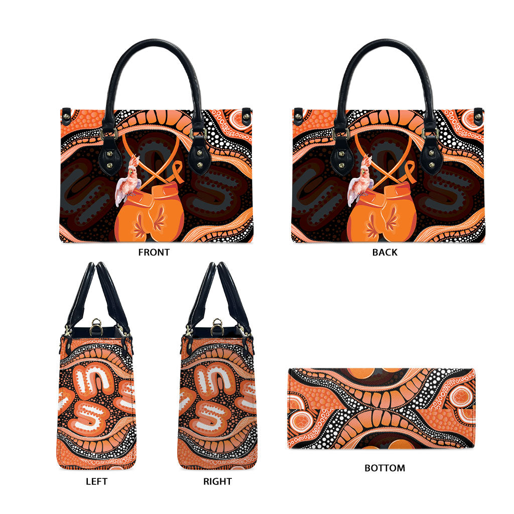 Australia Leukemia Support Leather Bag Aussie Cockatoo Fight Boxing Gloves Aboriginal Art