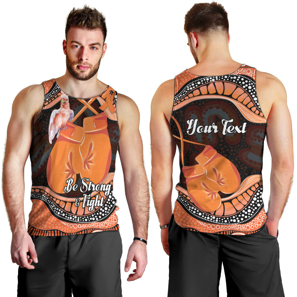 Personalised Australia Leukemia Support Men Tank Top Aussie Cockatoo Fight Boxing Gloves Aboriginal Art