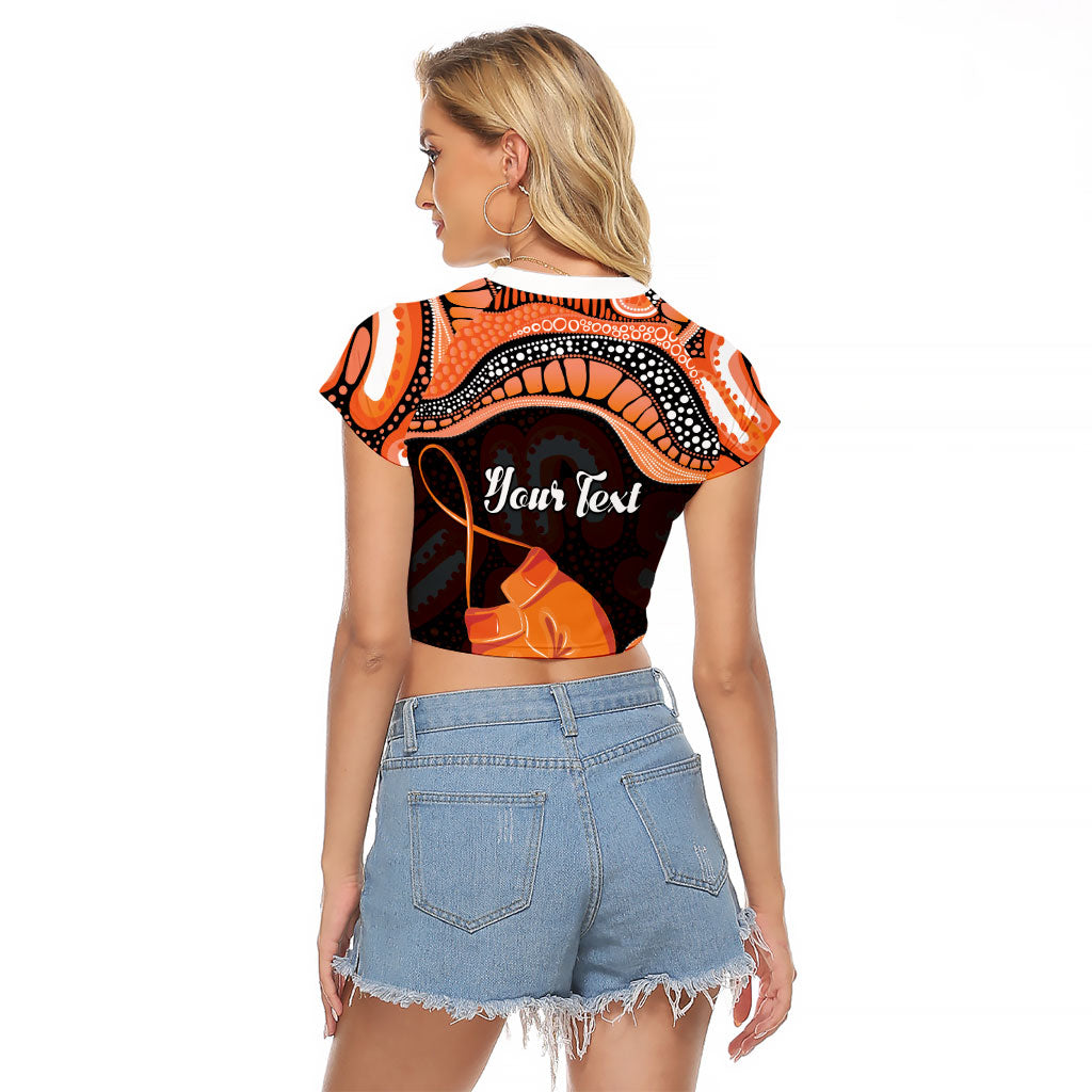 Personalised Australia Leukemia Support Raglan Cropped T Shirt Aussie Cockatoo Fight Boxing Gloves Aboriginal Art
