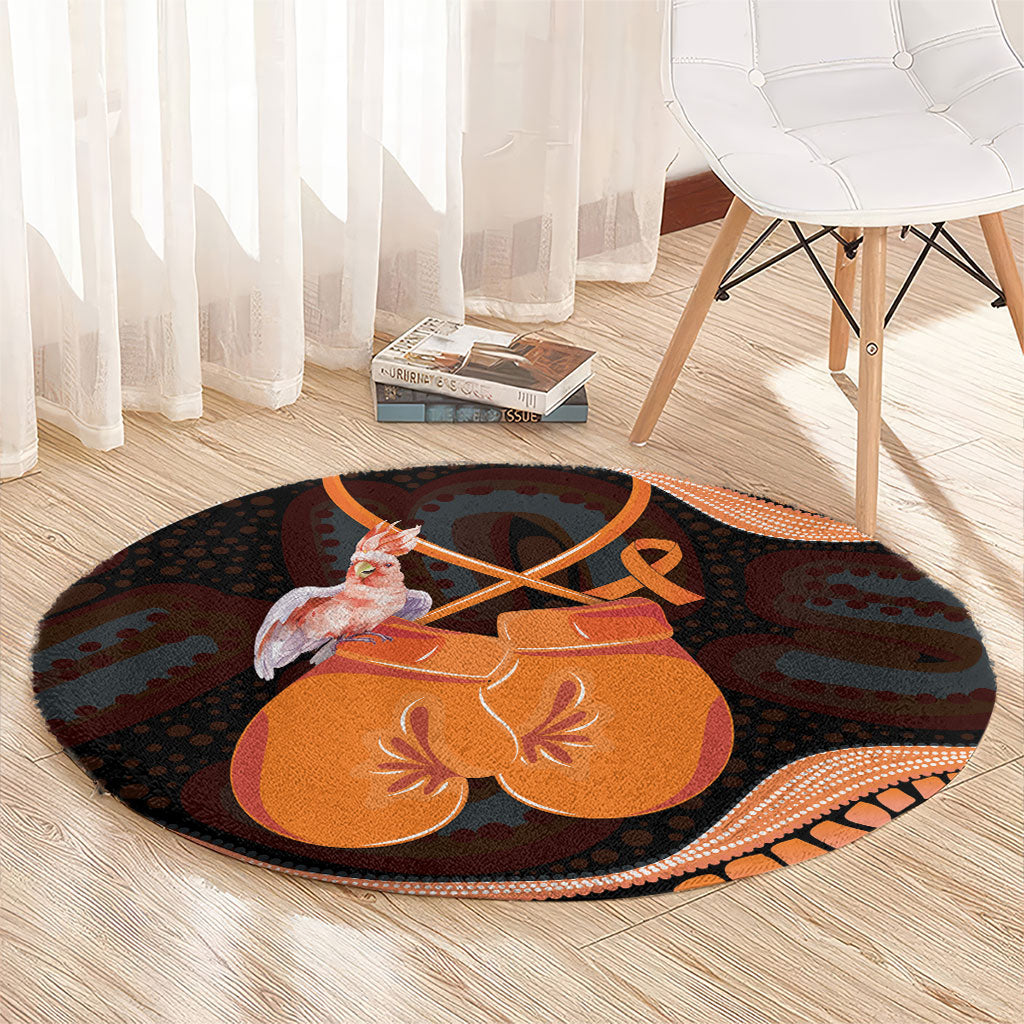 Australia Leukemia Support Round Carpet Aussie Cockatoo Fight Boxing Gloves Aboriginal Art