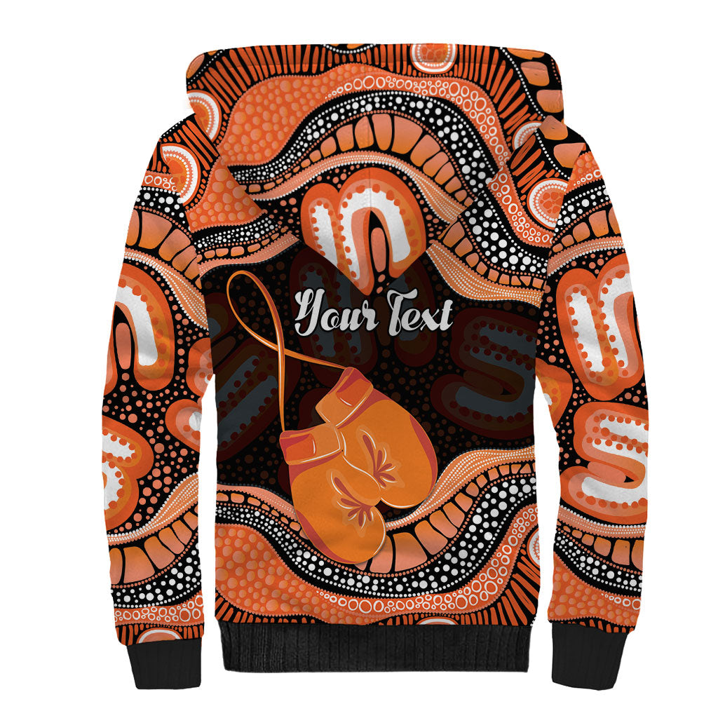Personalised Australia Leukemia Support Sherpa Hoodie Aussie Cockatoo Fight Boxing Gloves Aboriginal Art