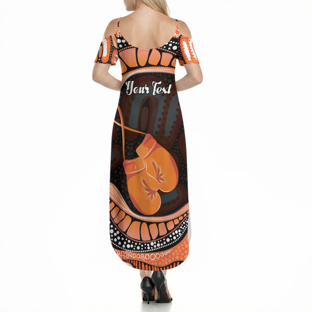 Personalised Australia Leukemia Support Summer Maxi Dress Aussie Cockatoo Fight Boxing Gloves Aboriginal Art