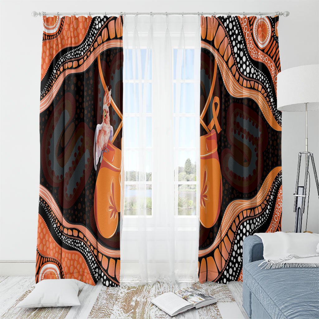 Australia Leukemia Support Window Curtain Aussie Cockatoo Fight Boxing Gloves Aboriginal Art