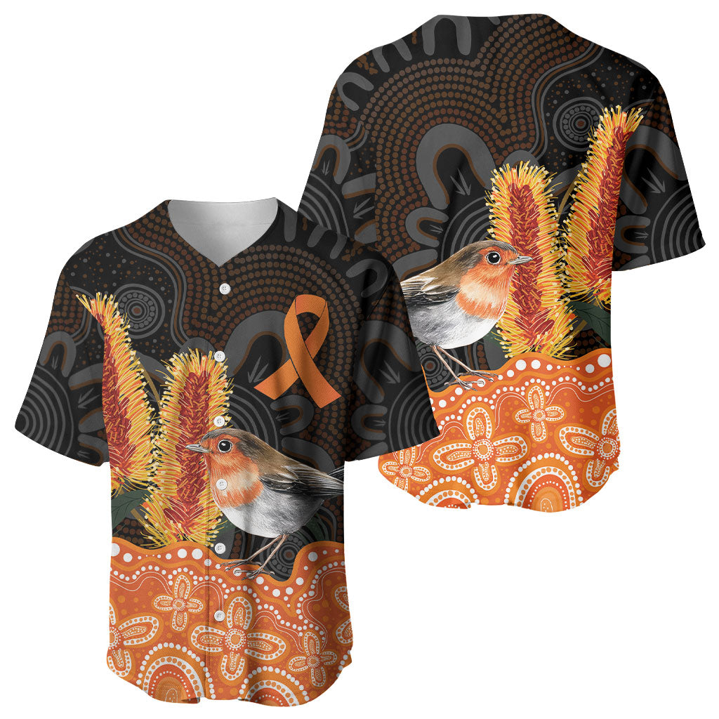 Australia Leukemia Support Baseball Jersey Flame Robin Bottlebrush Aboriginal Art