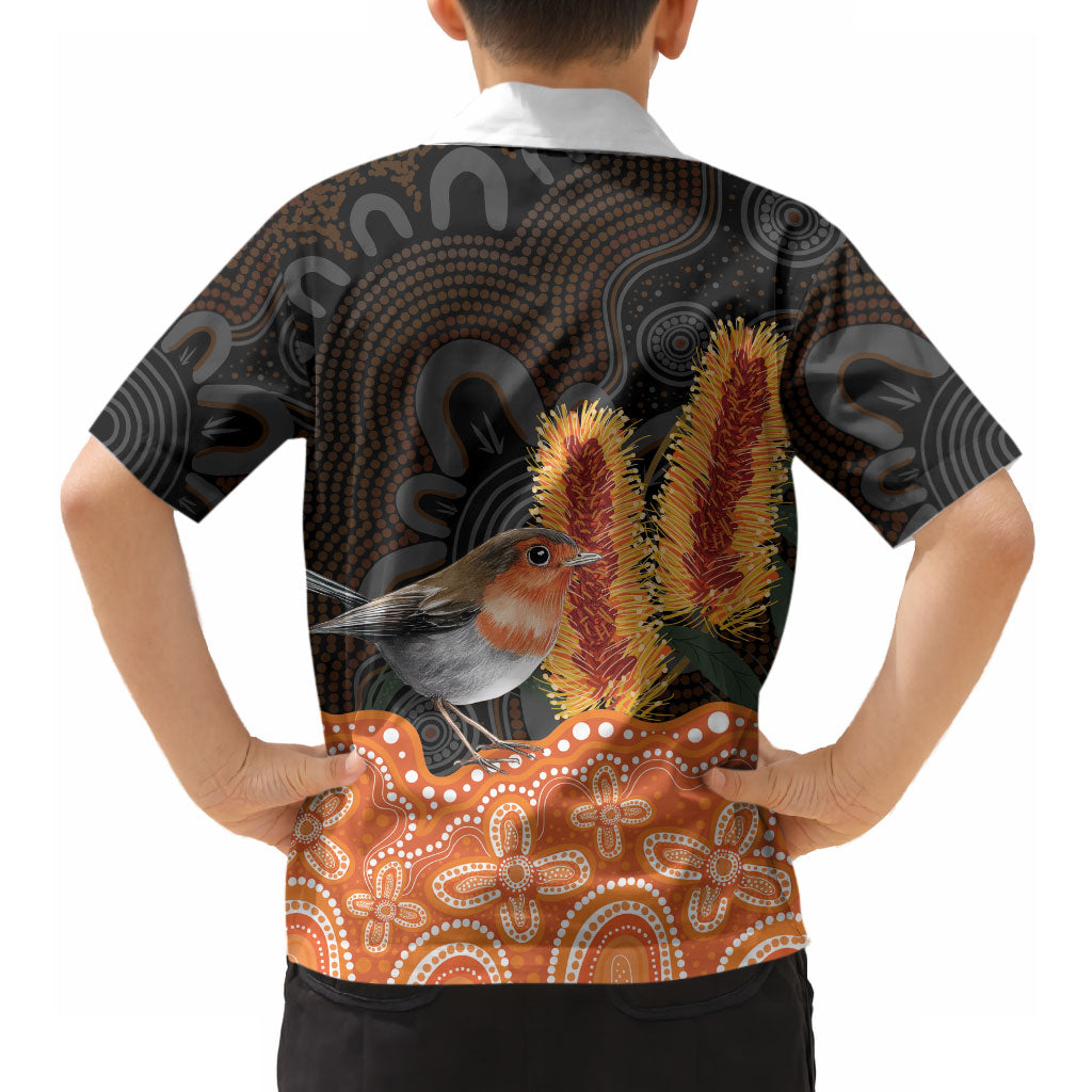 Australia Leukemia Support Hawaiian Shirt Flame Robin Bottlebrush Aboriginal Art