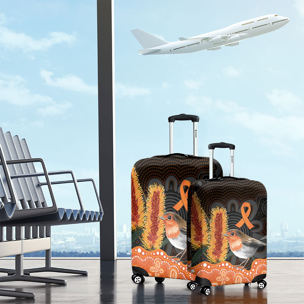 Australia Leukemia Support Luggage Cover Flame Robin Bottlebrush Aboriginal Art