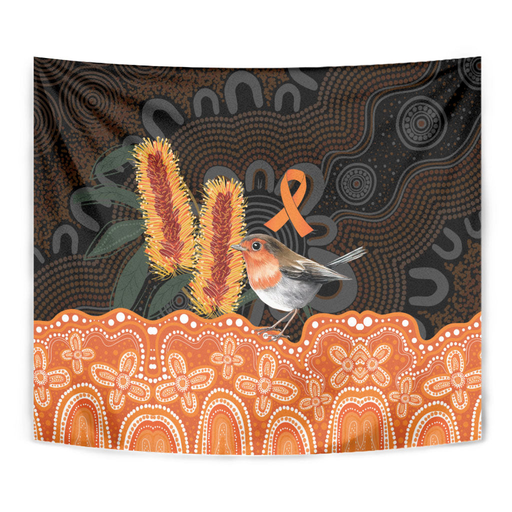 Australia Leukemia Support Tapestry Flame Robin Bottlebrush Aboriginal Art